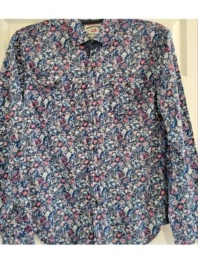 Thread & Cloth XXL Men’s Blue Multi Floral Long Sleeve Casual Button Down Shirt